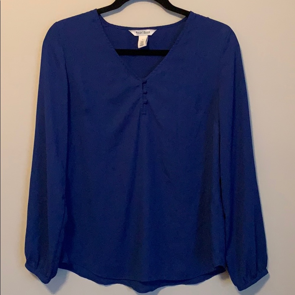 Long sleeve royal blue WHBM blouse